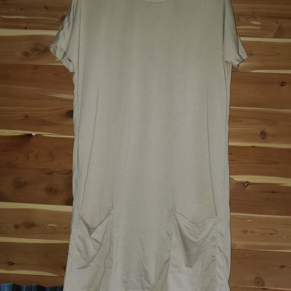 Cream Mini Dress with Crew Neck/free W Purchase